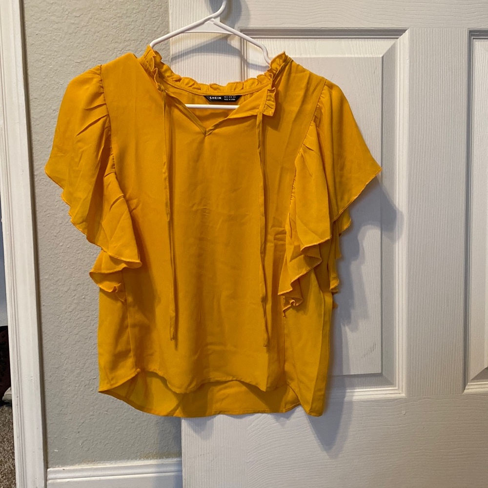 yellow tank with flowy sleeves